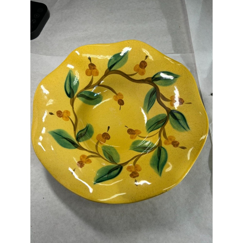 Gail Pittman SIGNED Yellow Ruffled Serving Bowl 10 3/4" Vintage